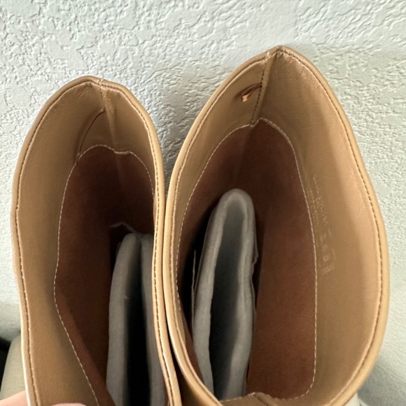 Zara tall leather block heel tan Boots - Picture 5 of 12